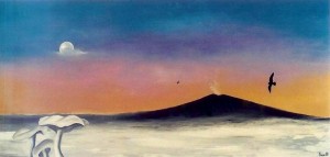 Vulkanen - 1988 - 65X125 - Olie på træplade - Maleri haves ikke længere